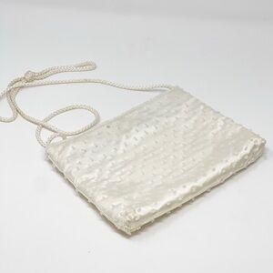 Vintage NYT LITES White Satin Beaded Bridal Elegant Evening Purse Bag Dressy